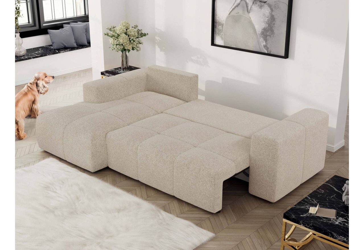 Narożnik MONIVA L - strona lewa - kremowy, struktura