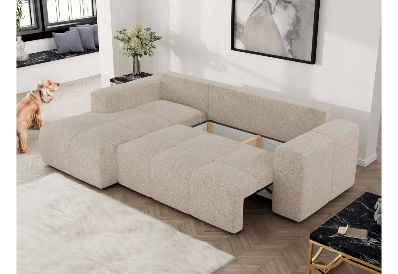 Narożnik MONIVA L - strona lewa - kremowy, struktura