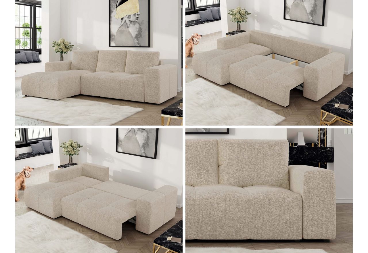 Narożnik MONIVA L - strona lewa - kremowy, struktura