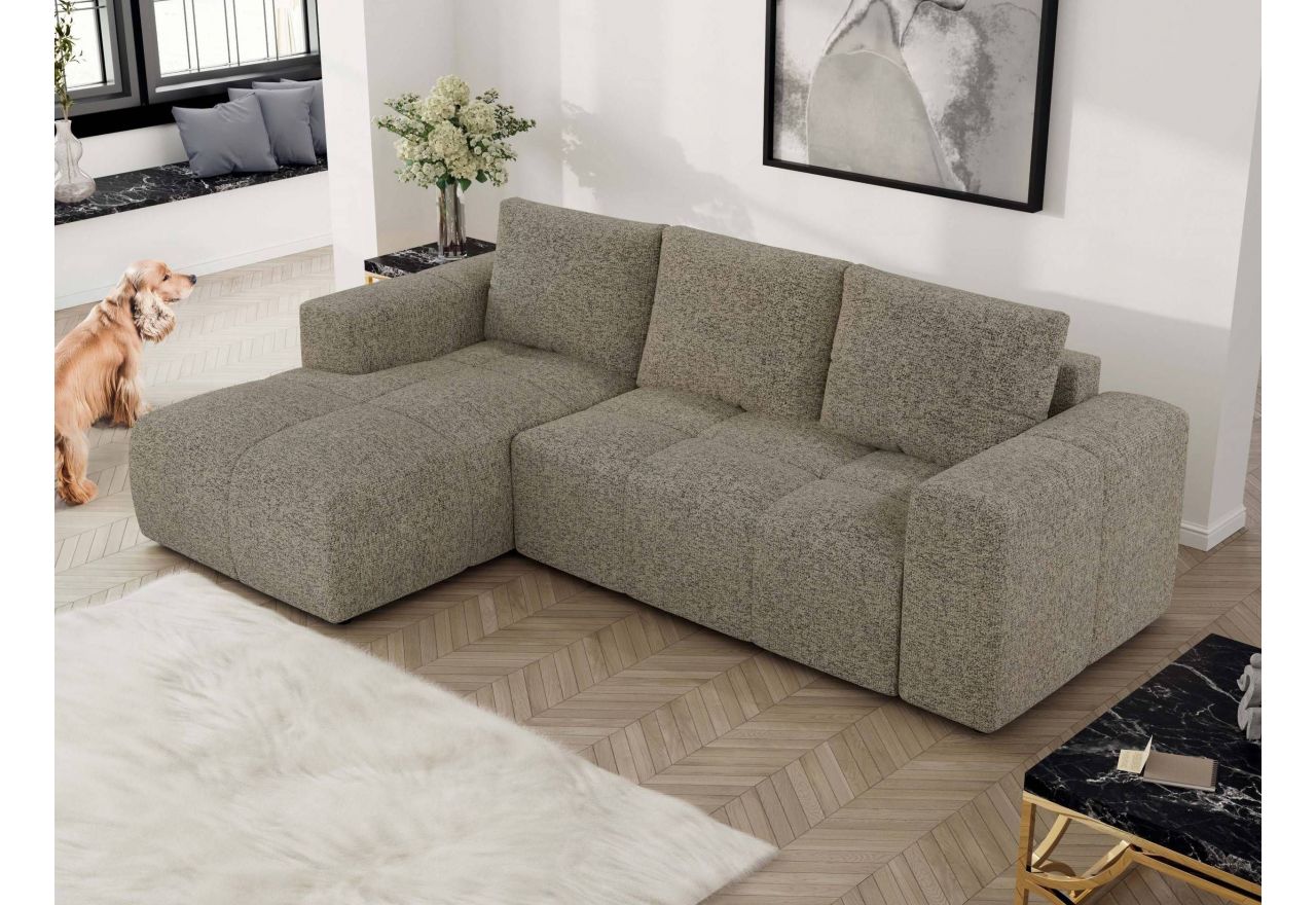 Narożnik MONIVA L - strona lewa - ciemnobeżowy, struktura