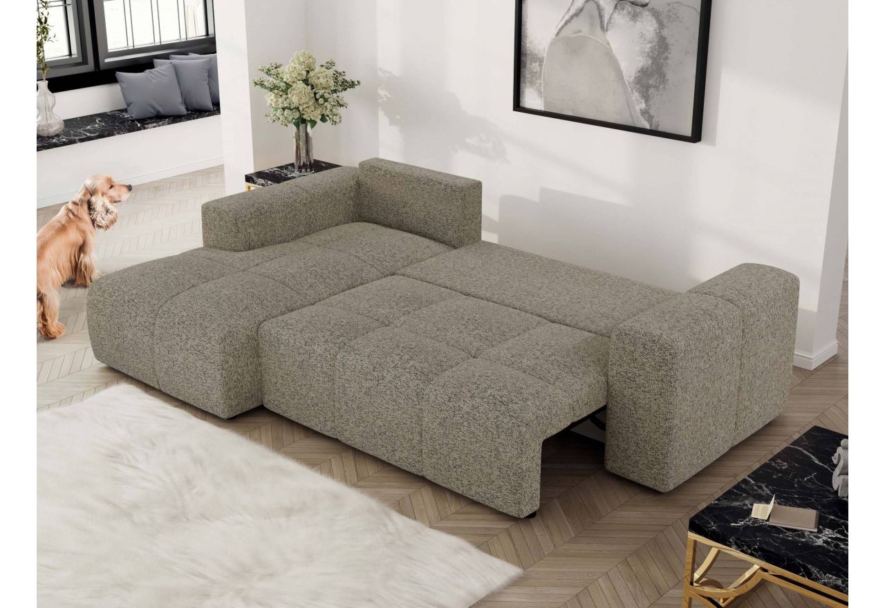 Narożnik MONIVA L - strona lewa - ciemnobeżowy, struktura