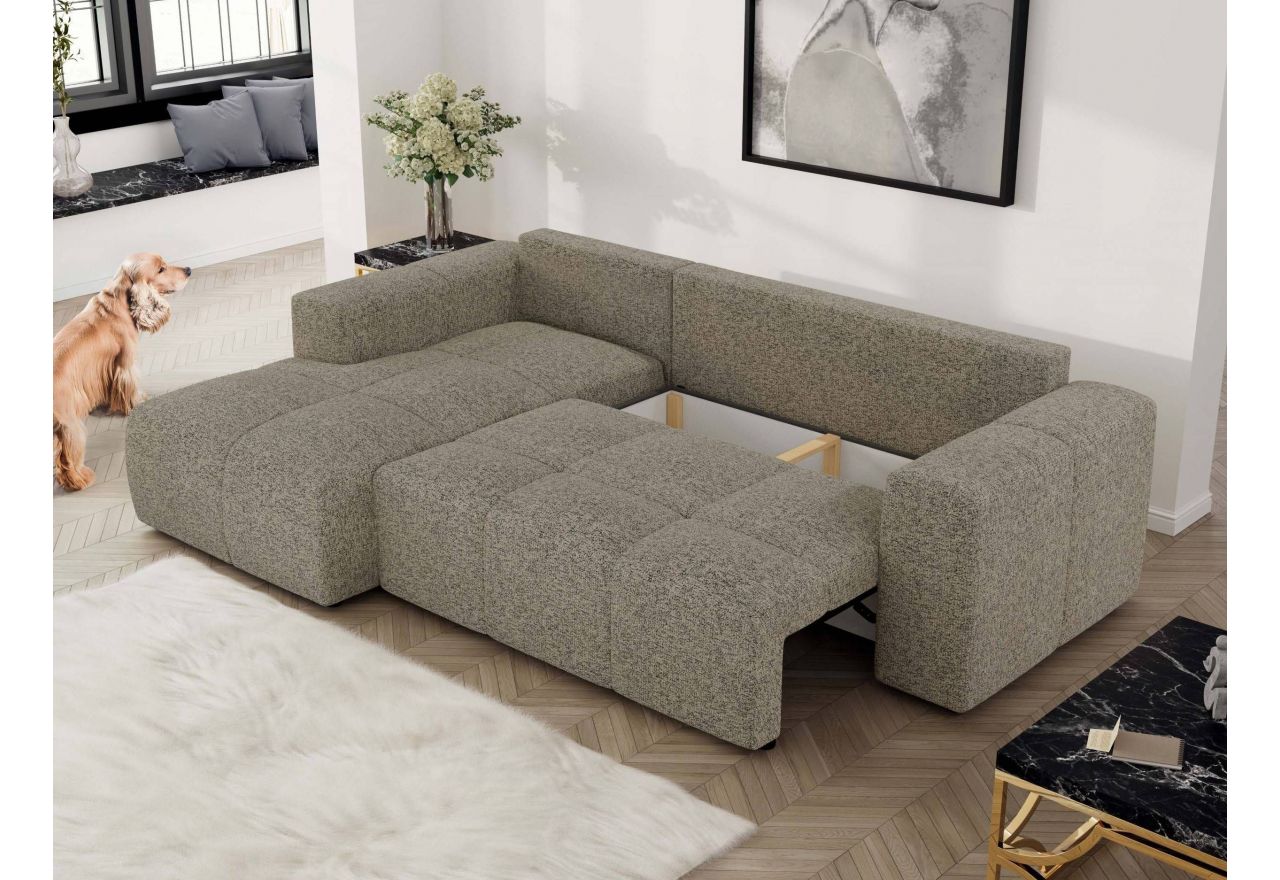 Narożnik MONIVA L - strona lewa - ciemnobeżowy, struktura