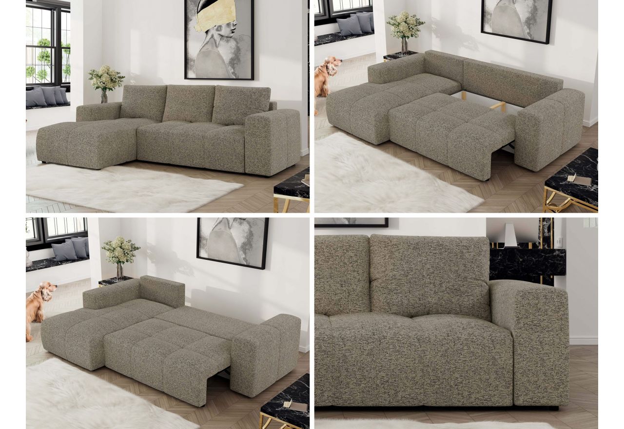 Narożnik MONIVA L - strona lewa - ciemnobeżowy, struktura