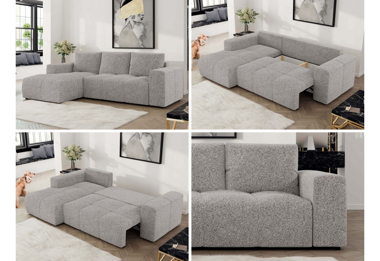 Narożnik MONIVA L - strona lewa - jasnoszary, struktura