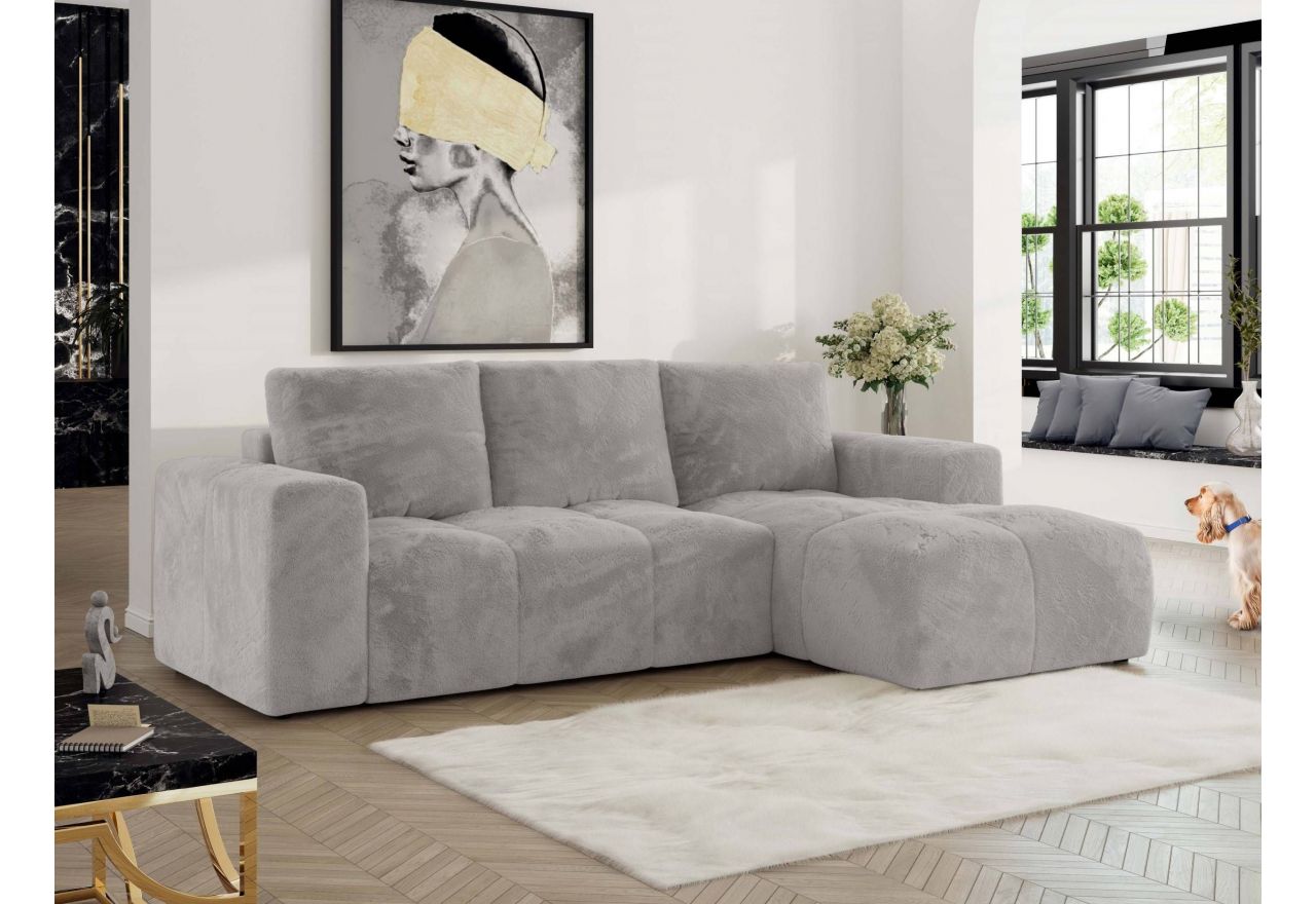 Narożnik MONIVA L - strona prawa - jasnoszary, plusz