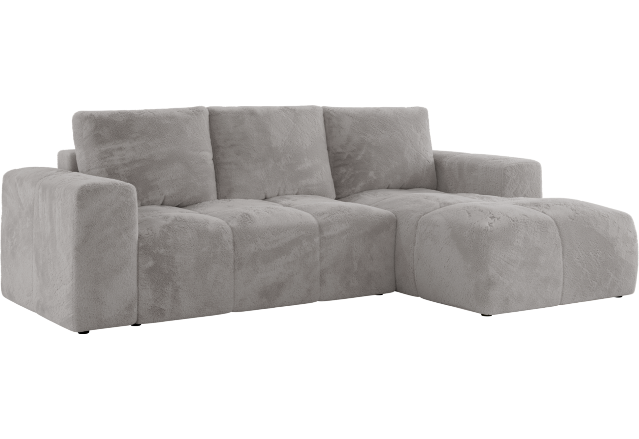 Narożnik MONIVA L - strona prawa - jasnoszary, plusz