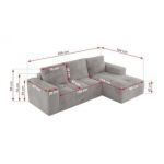 Narożnik MONIVA L - strona prawa - jasnoszary, plusz