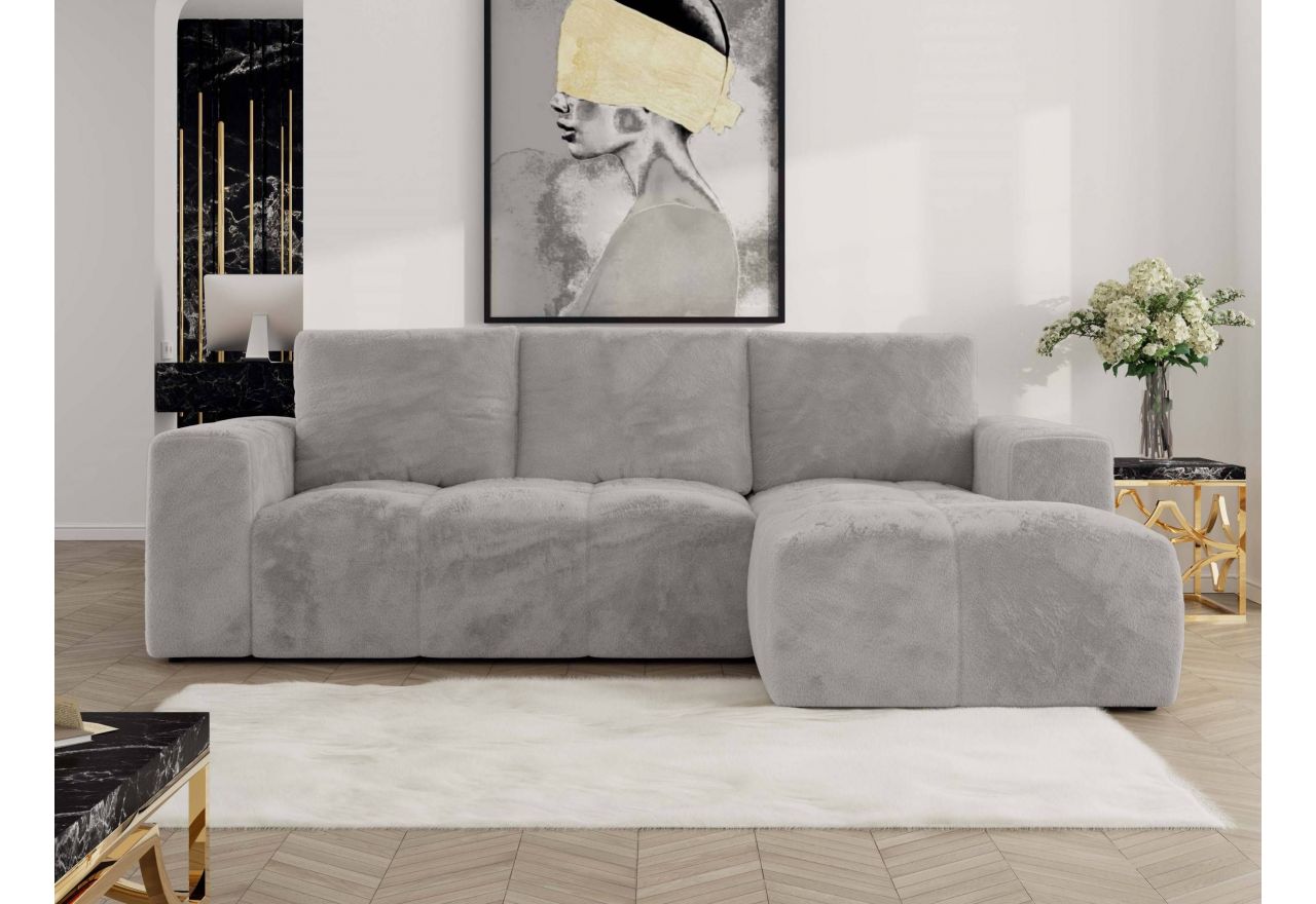 Narożnik MONIVA L - strona prawa - jasnoszary, plusz