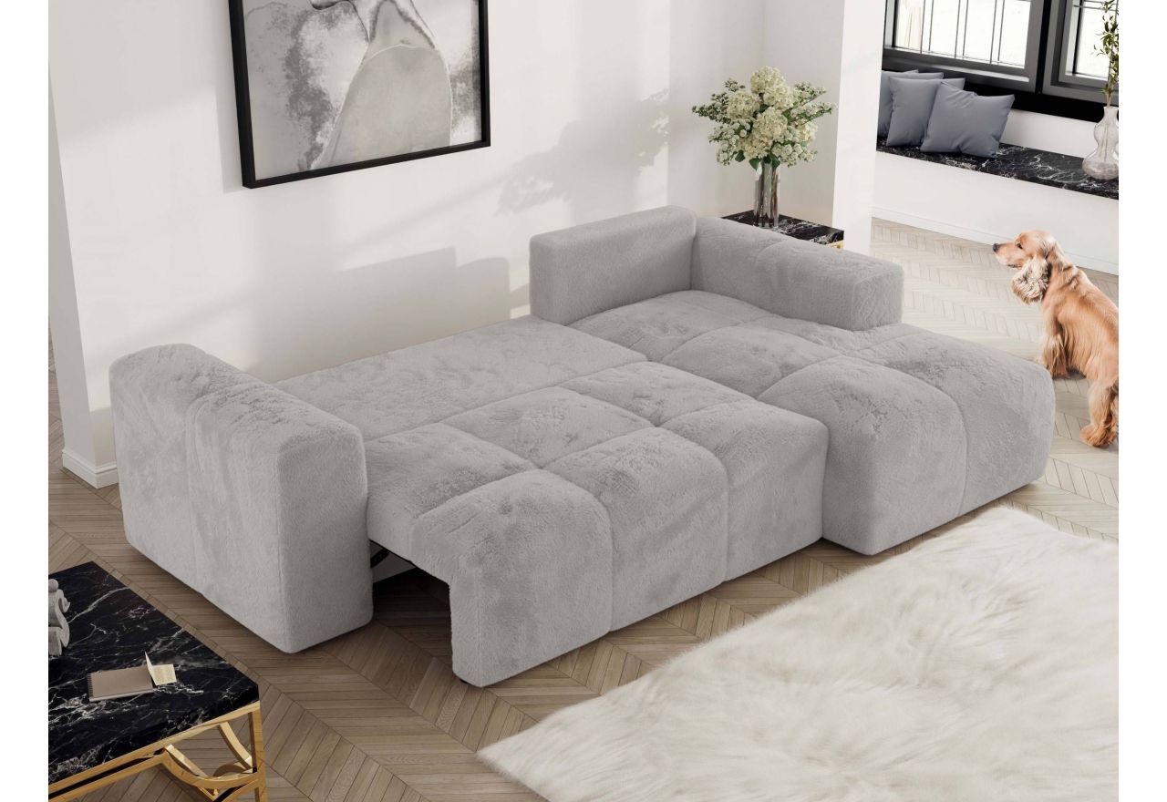 Narożnik MONIVA L - strona prawa - jasnoszary, plusz