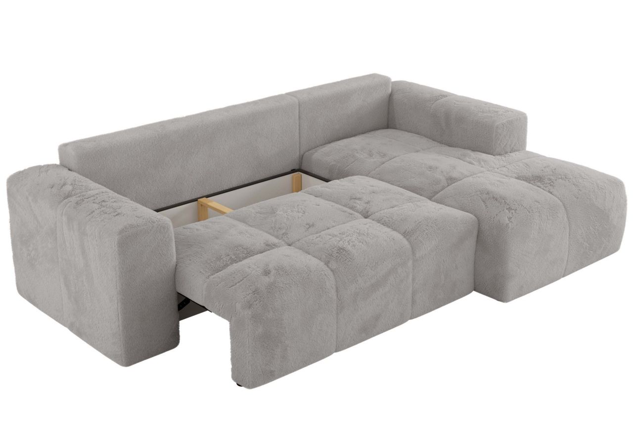 Narożnik MONIVA L - strona prawa - jasnoszary, plusz