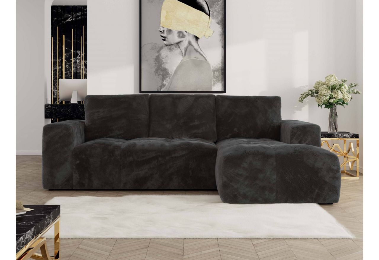 Narożnik MONIVA L - strona prawa - ciemnoszary, plusz