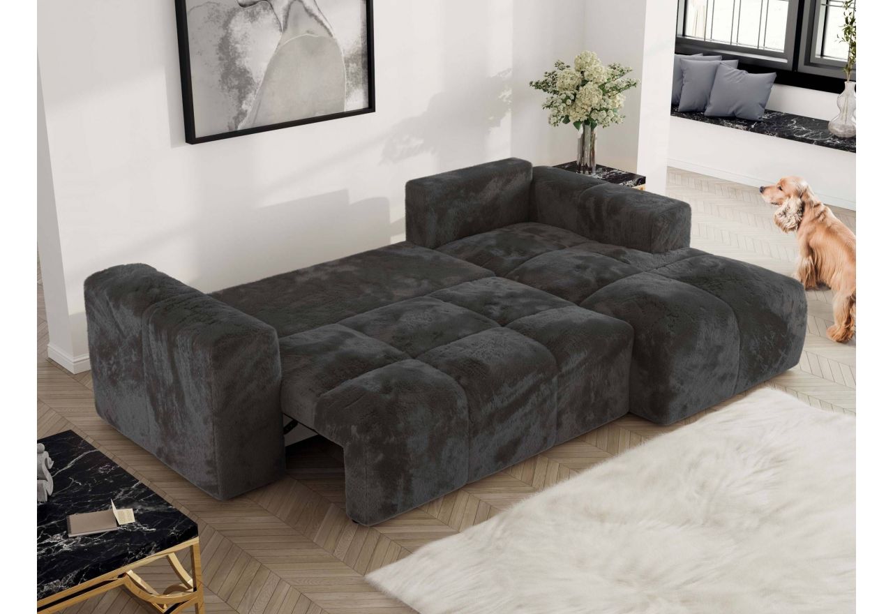 Narożnik MONIVA L - strona prawa - ciemnoszary, plusz