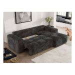 Narożnik MONIVA L - strona prawa - ciemnoszary, plusz