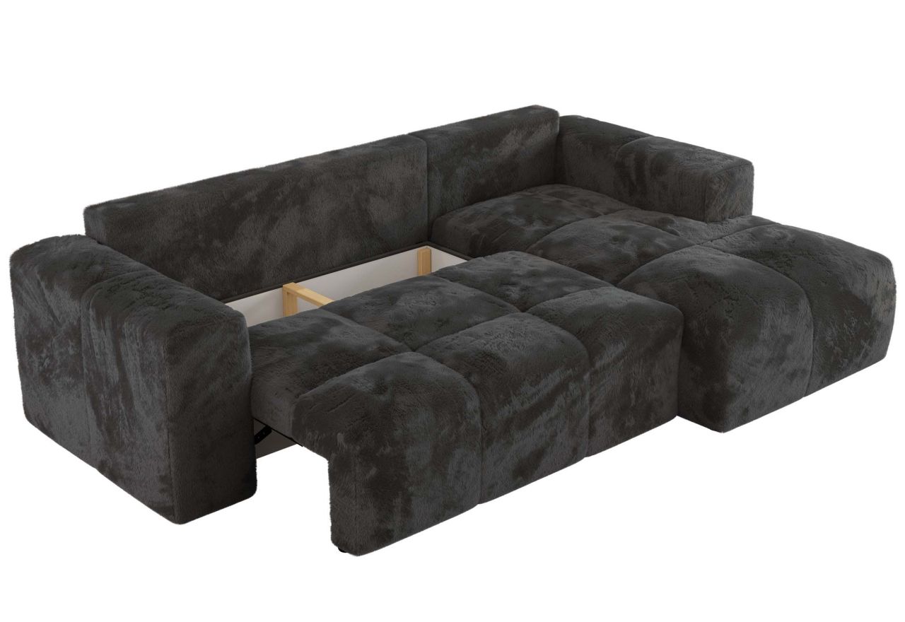 Narożnik MONIVA L - strona prawa - ciemnoszary, plusz