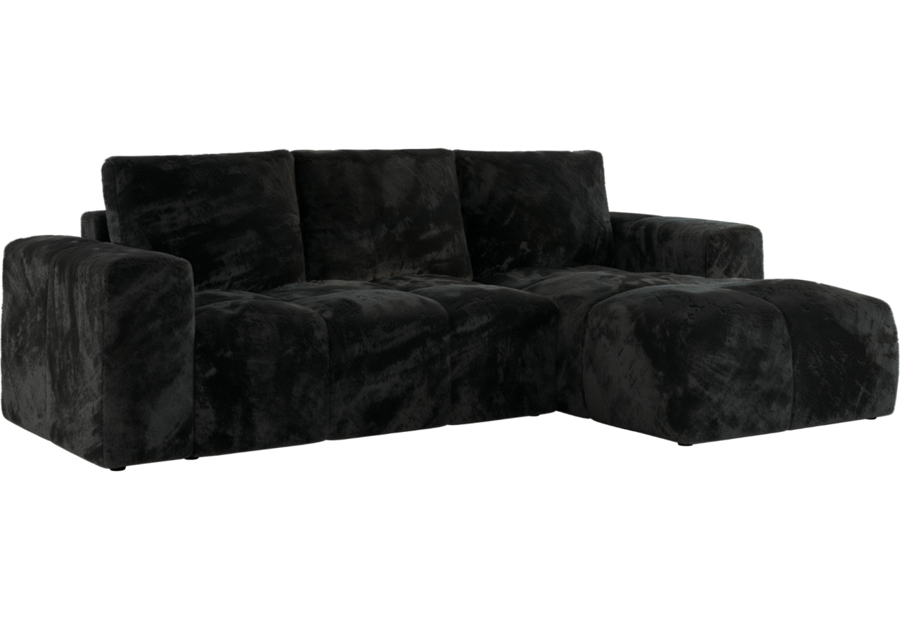 Narożnik MONIVA L - strona prawa - czarny, plusz