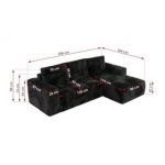 Narożnik MONIVA L - strona prawa - czarny, plusz