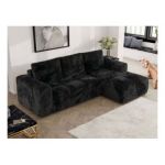 Narożnik MONIVA L - strona prawa - czarny, plusz