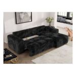 Narożnik MONIVA L - strona prawa - czarny, plusz