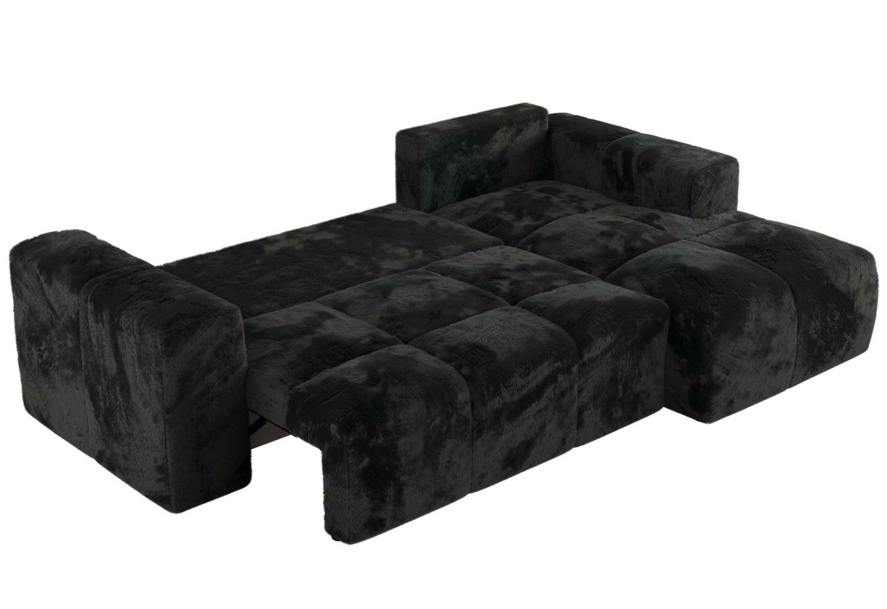 Narożnik MONIVA L - strona prawa - czarny, plusz