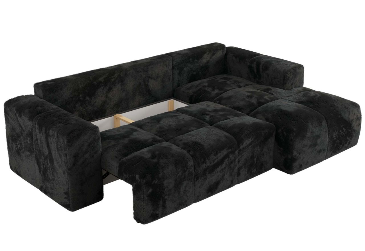 Narożnik MONIVA L - strona prawa - czarny, plusz