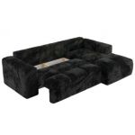 Narożnik MONIVA L - strona prawa - czarny, plusz