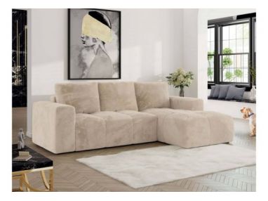 Narożnik MONIVA L - strona prawa - kremowy, plusz