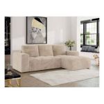 Narożnik MONIVA L - strona prawa - kremowy, plusz