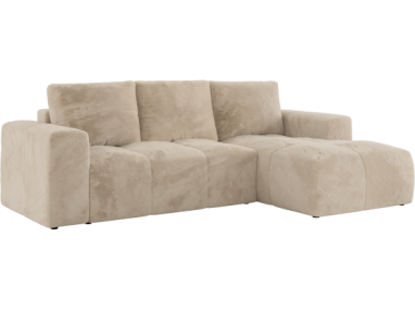 Narożnik MONIVA L - strona prawa - kremowy, plusz