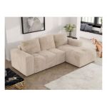 Narożnik MONIVA L - strona prawa - kremowy, plusz