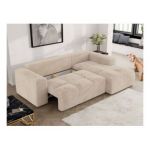 Narożnik MONIVA L - strona prawa - kremowy, plusz