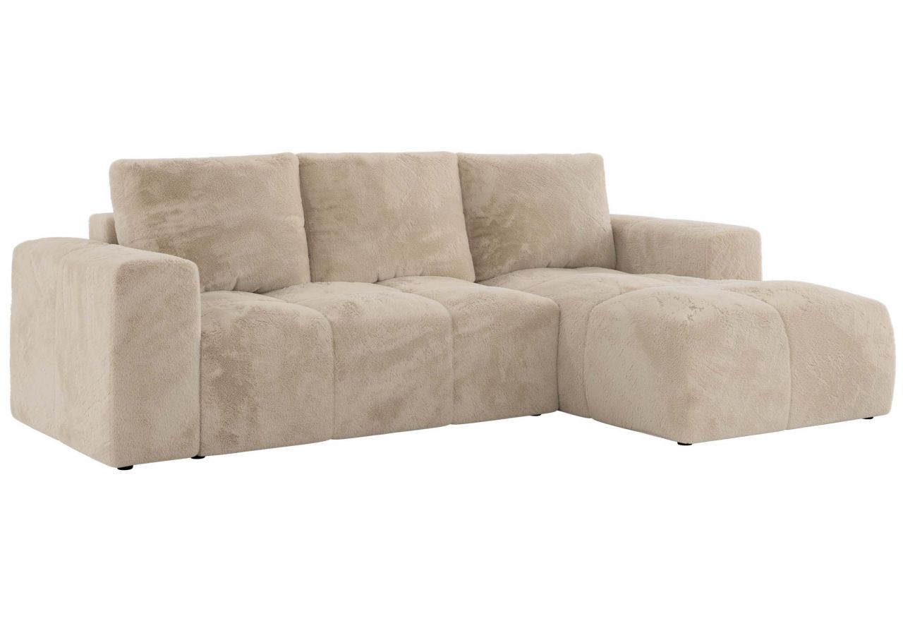 Narożnik MONIVA L - strona prawa - kremowy, plusz