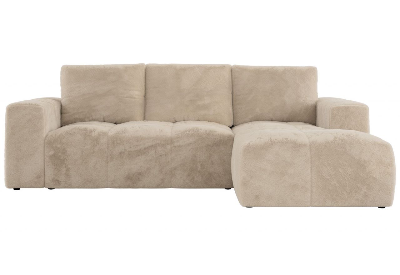 Narożnik MONIVA L - strona prawa - kremowy, plusz