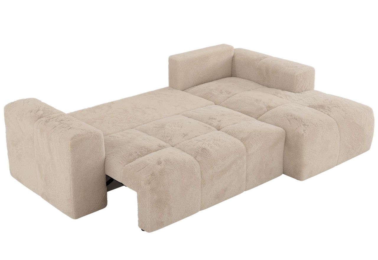 Narożnik MONIVA L - strona prawa - kremowy, plusz