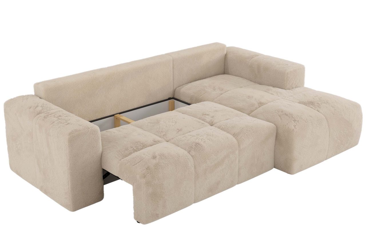 Narożnik MONIVA L - strona prawa - kremowy, plusz