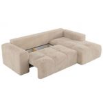 Narożnik MONIVA L - strona prawa - kremowy, plusz