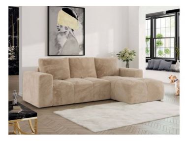 Narożnik MONIVA L - strona prawa - beżowy, plusz