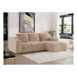 Narożnik MONIVA L - strona prawa - beżowy, plusz