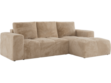 Narożnik MONIVA L - strona prawa - beżowy, plusz