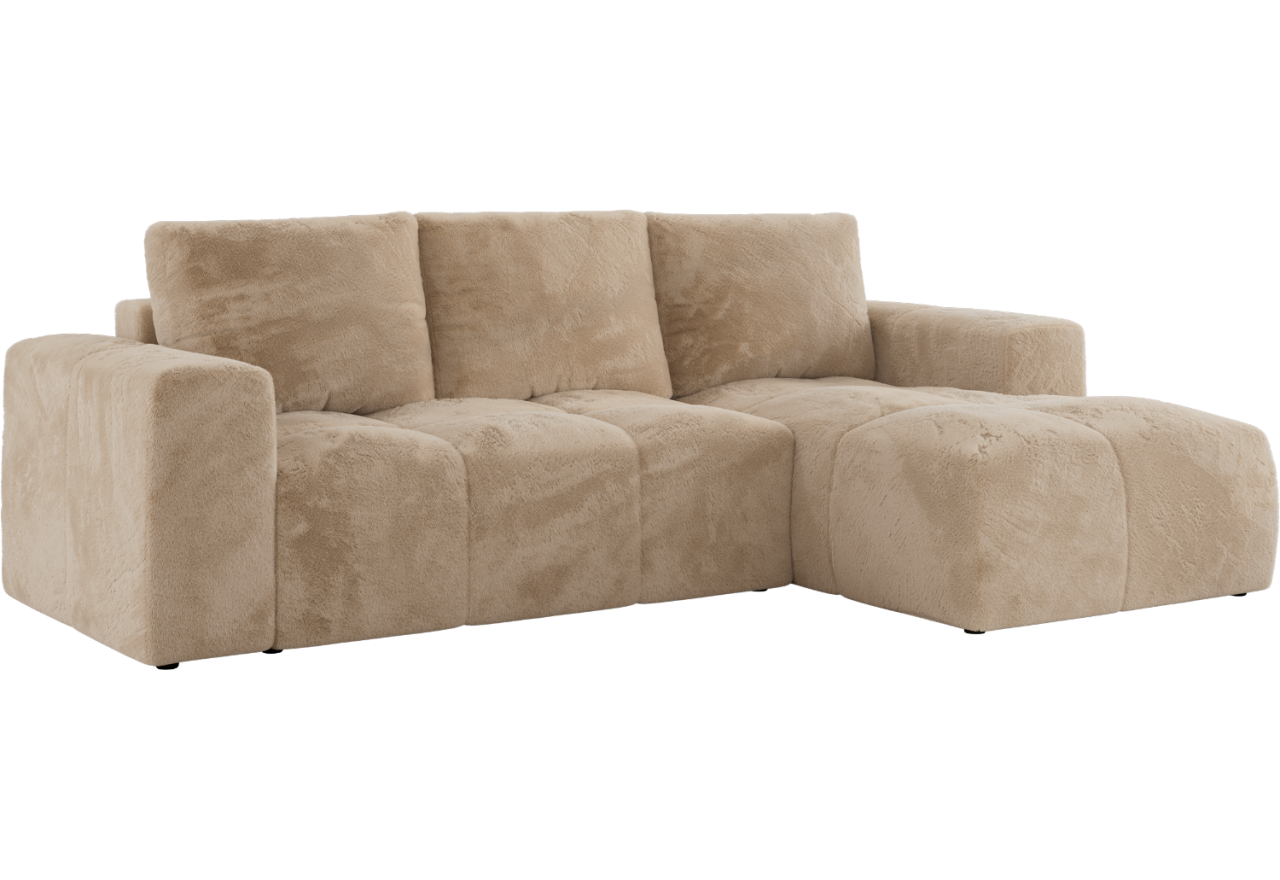 Narożnik MONIVA L - strona prawa - beżowy, plusz