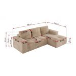 Narożnik MONIVA L - strona prawa - beżowy, plusz