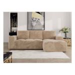 Narożnik MONIVA L - strona prawa - beżowy, plusz