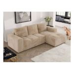 Narożnik MONIVA L - strona prawa - beżowy, plusz