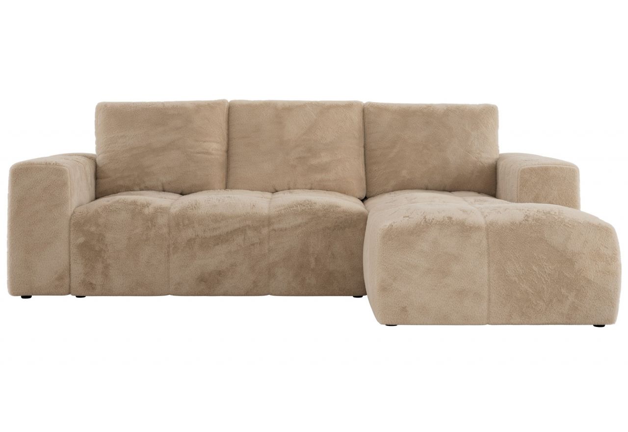 Narożnik MONIVA L - strona prawa - beżowy, plusz