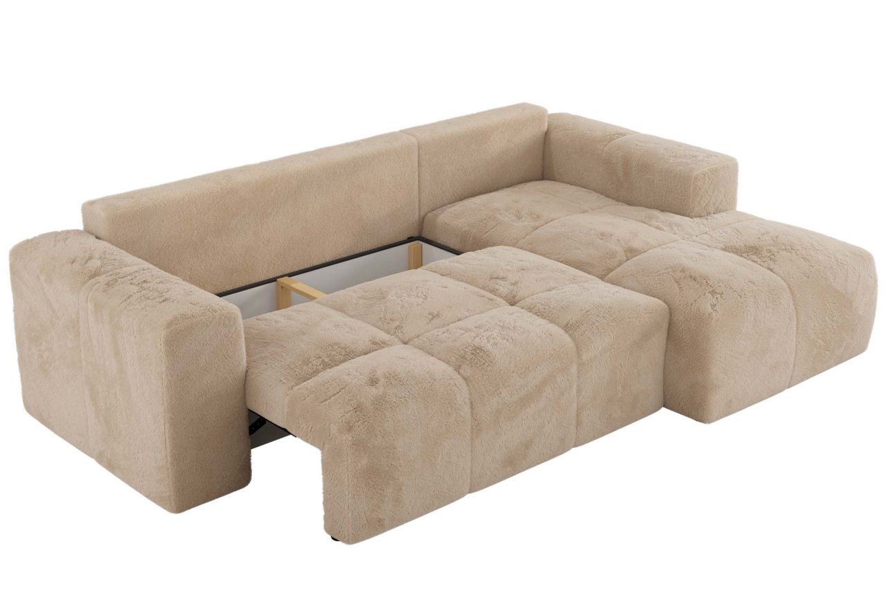 Narożnik MONIVA L - strona prawa - beżowy, plusz