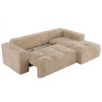 Narożnik MONIVA L - strona prawa - beżowy, plusz