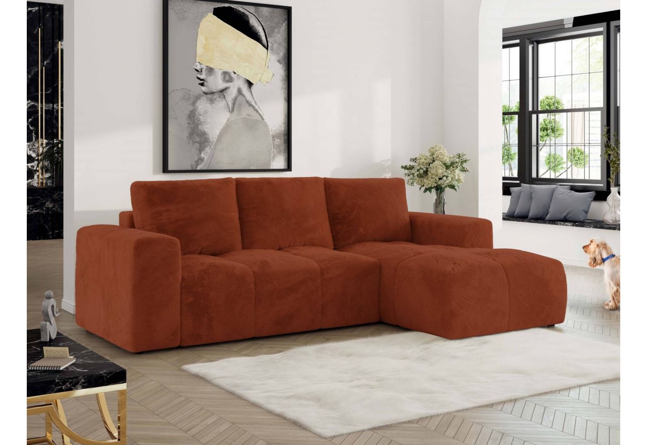 Narożnik MONIVA L - strona prawa - pomarańczowy, plusz