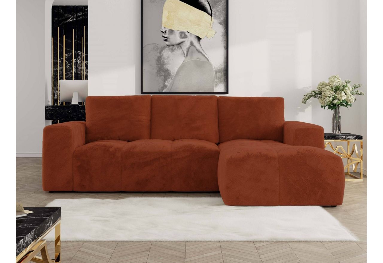 Narożnik MONIVA L - strona prawa - pomarańczowy, plusz