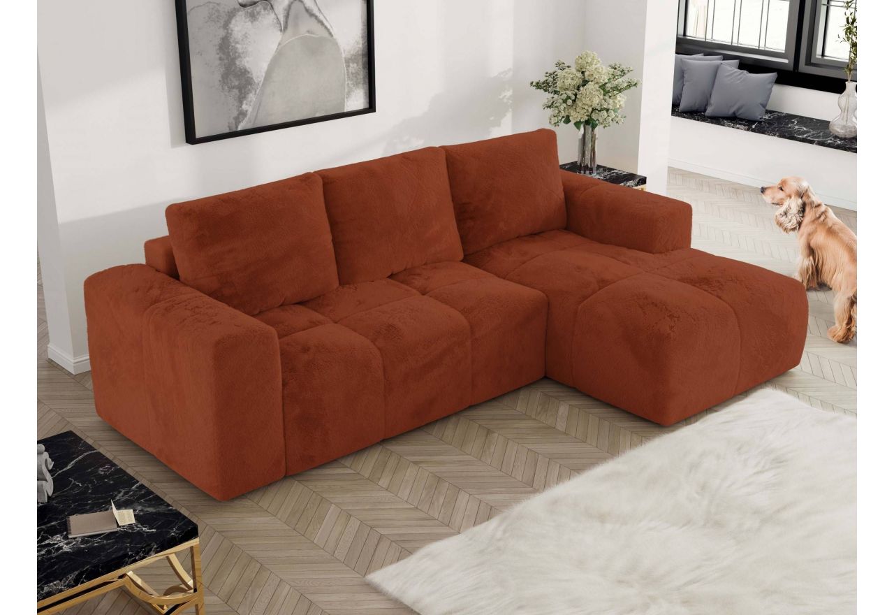 Narożnik MONIVA L - strona prawa - pomarańczowy, plusz