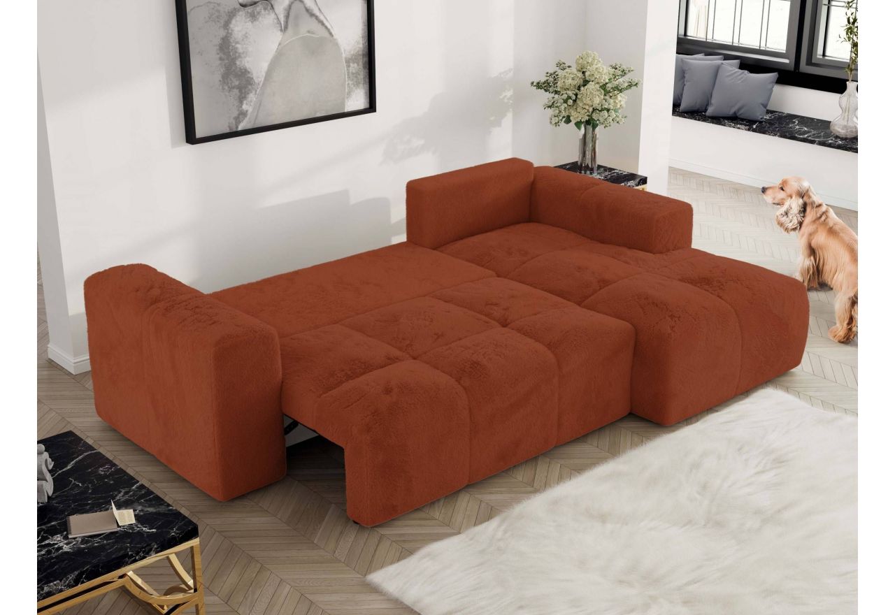 Narożnik MONIVA L - strona prawa - pomarańczowy, plusz