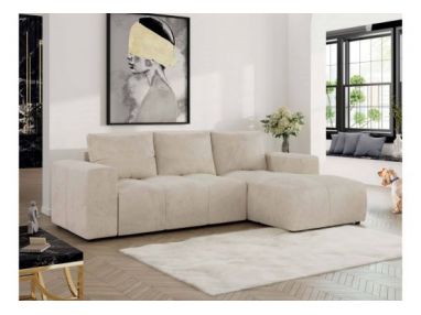 Narożnik MONIVA L - strona prawa - beżowy, welwet